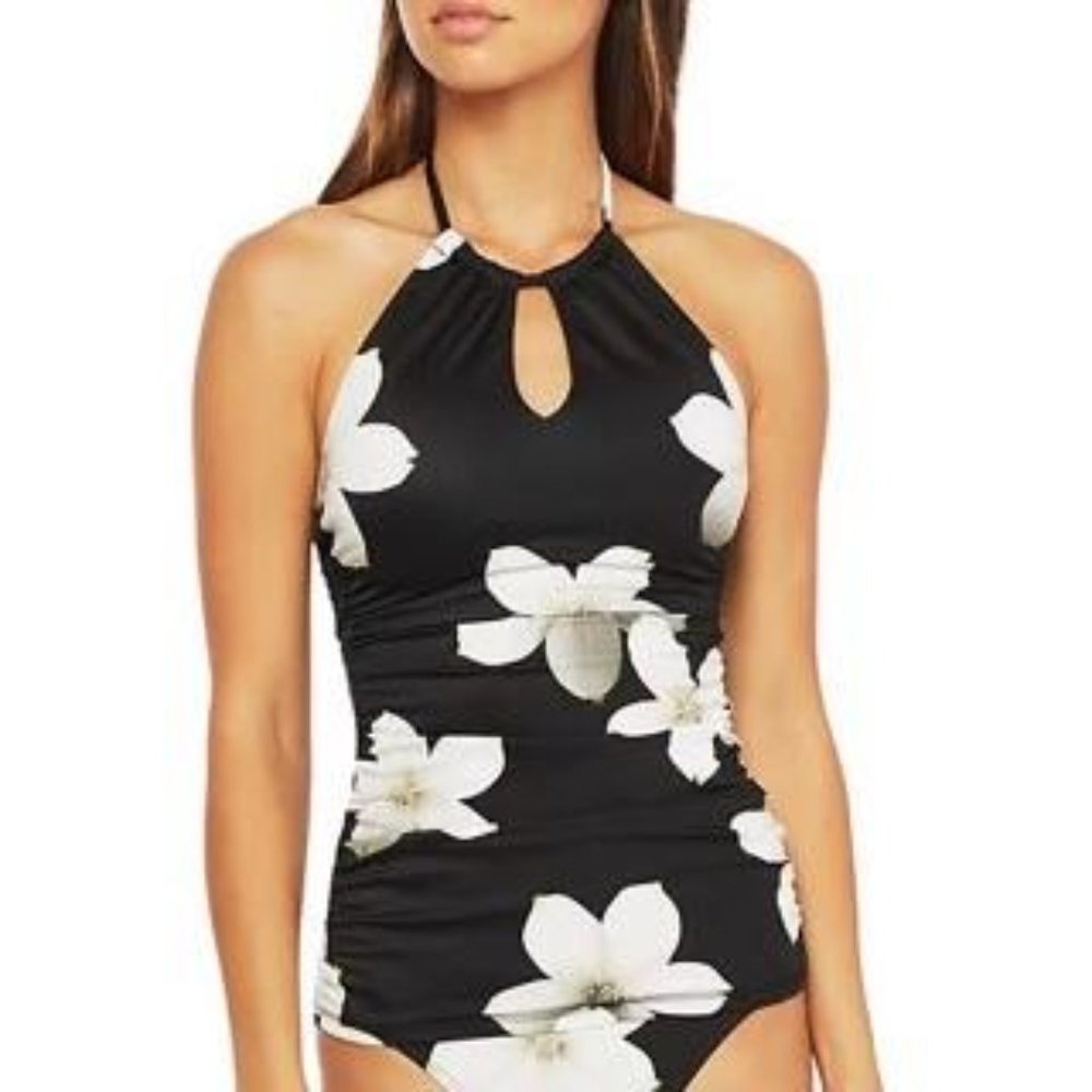Ralph Lauren Black Villa Floral Tank Swim Top Sz 4